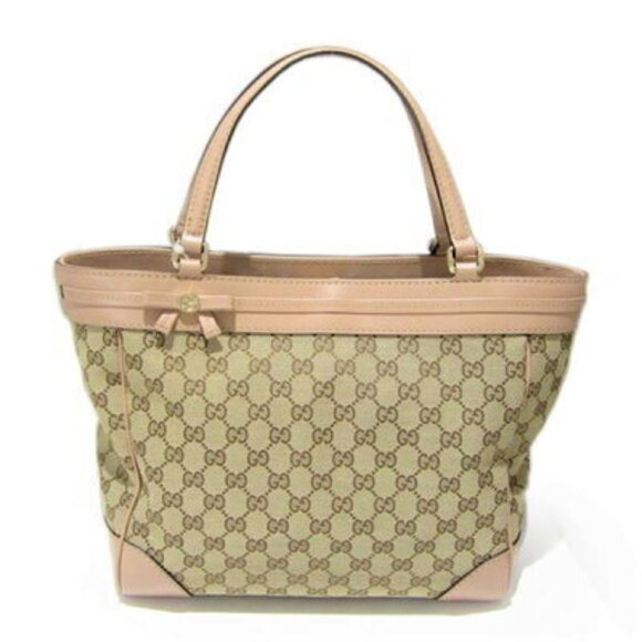 Gucci Handbags - Gucci Handbag Beige Pink Tote Bag GG Canvas Leather